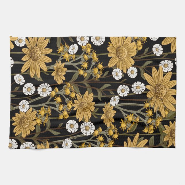 Aestesisk blommigt kökshandduk (Horisontell)