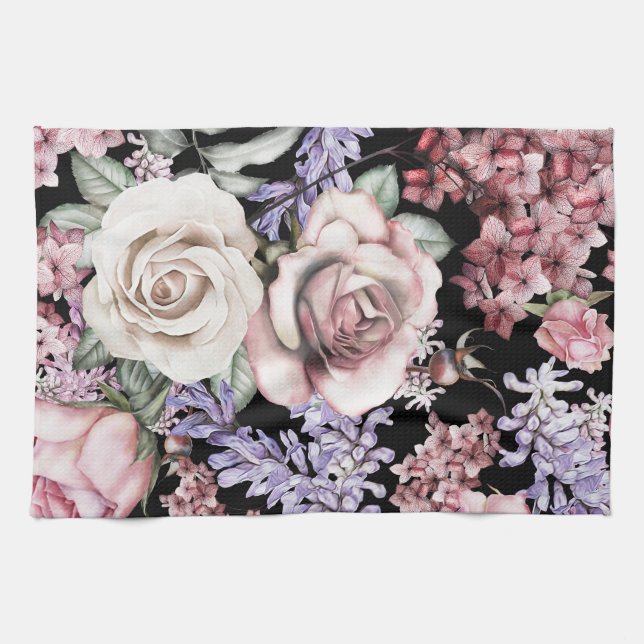 Aestesisk blommigt kökshandduk (Horisontell)