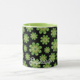 Aestesisk bohemisk blomma Geometric Namn Black Mugg