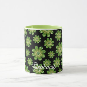 Aestesisk bohemisk blomma Geometric Namn Black Mugg
