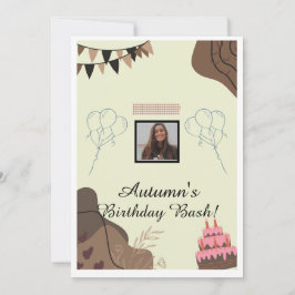 Aestesisk brun modern minimifödelsedag inbjudningar