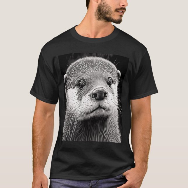 Aestesisk Coola Otter Head Pawares Otter Ansikte T Shirt (Framsida)