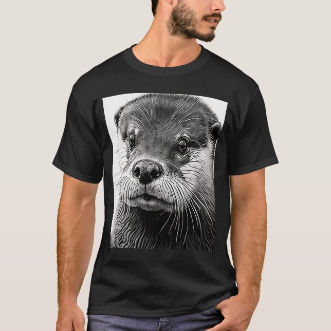 Aestesisk Coola Otter Head Pawares Otter Ansikte T Shirt (Framsida)