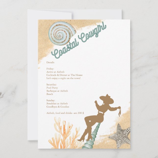 Aestesisk cowboybachelorette helg inbjudningar (Baksida)