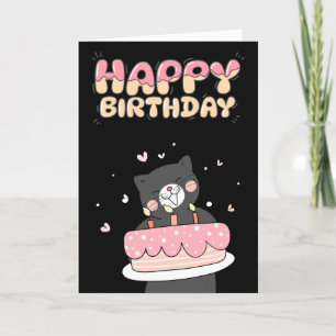 Aestesisk Cute 3D Black Grattis på födelsedagen Hä Helgkort