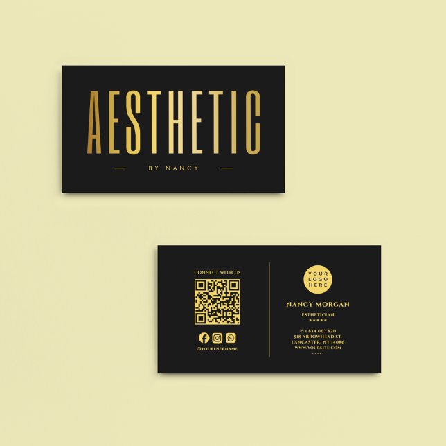 Aestesisk etetiker QR-Logotyp, svart och Guld Visitkort (Skapare uppladdad)