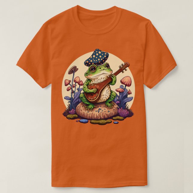 Aestesisk groda som spelar ukelele på Mushroom T Shirt (Design framsida)