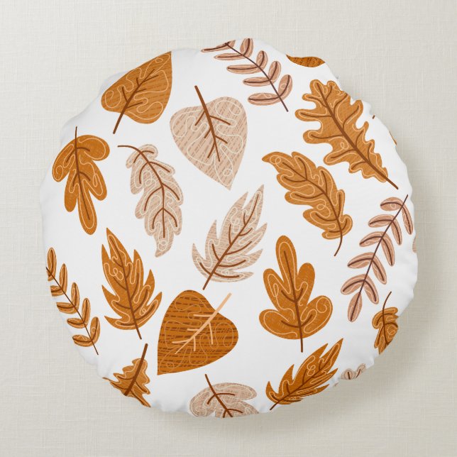 Aestesisk Höst löv, Fall Theme Mönster Rund Kudde (Baksidan)