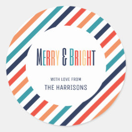 Aestesisk jul Retro Rand Colorful Linjer Runt Klistermärke