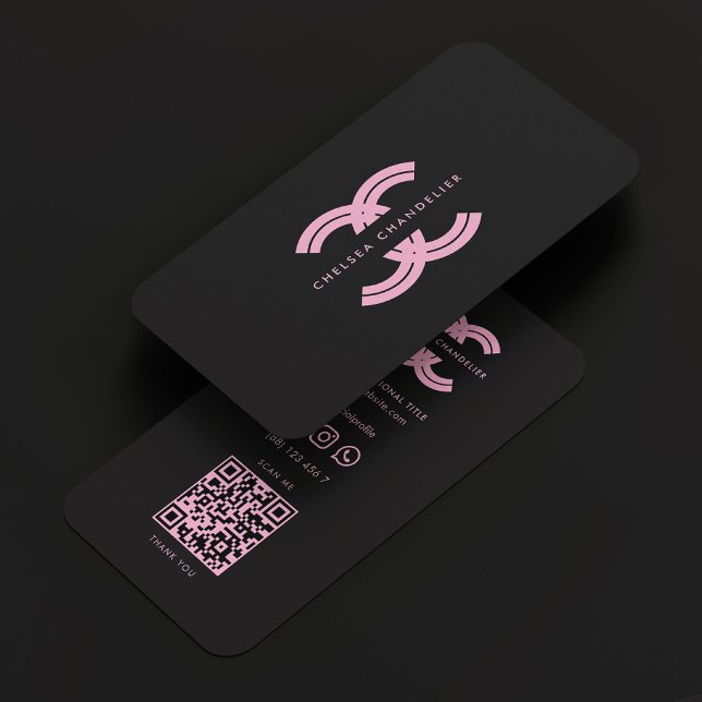 Aestesisk Logotyp C Black Rosa Monogram Profession Visitkort (Aesthetic Logo C Black Pink Monogram Professional Business Card
)