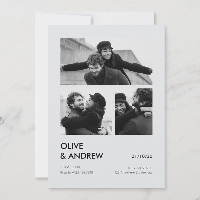 Aestesisk modern fotocollage bröllop inbjudningar (Framsida)