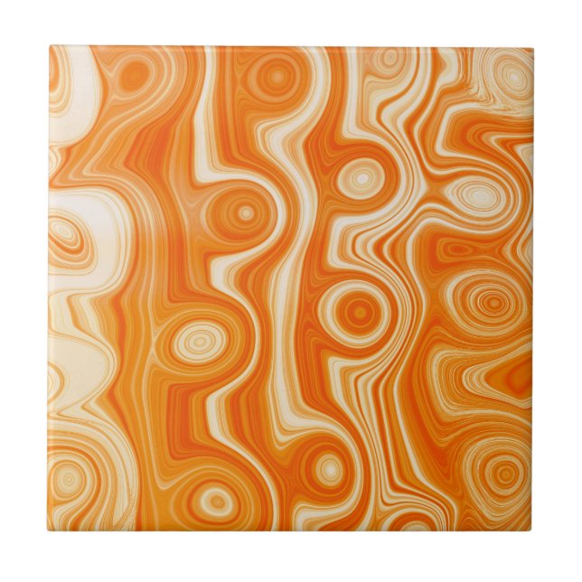 Aestesisk Orange Vätska Swirl Cute Retro Mode Kakelplatta (Framsidan)