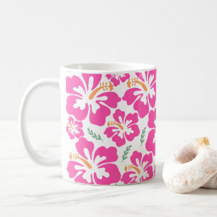 Aestesisk rosa hibiscus som upprepar mönster kaffemugg
