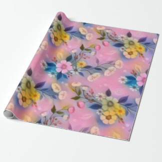 Aestesisk Rosa Mönster med Gula blommor Presentpapper