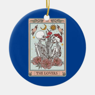 Aestesisk Skeleton på Älskare Tarot Card-läsning Julgransprydnad Keramik