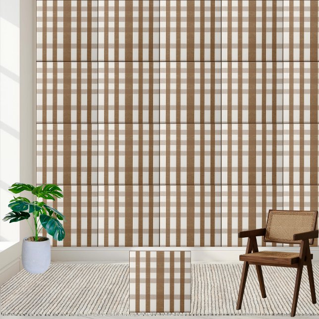 Aestesiskt brunt och vitt schaktplatta Mönster Kakelplatta (Aesthetic Brown and White Checkered Tile Pattern)