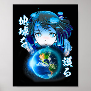 Aestesiskt japanskt anime Shirt Girl Earth Day Wor Poster