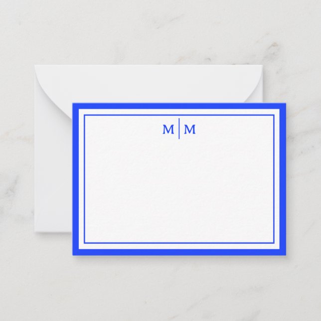 Aestesiskt minimalistiskt blått med Gräns och mono Anteckningskort (Framsida)