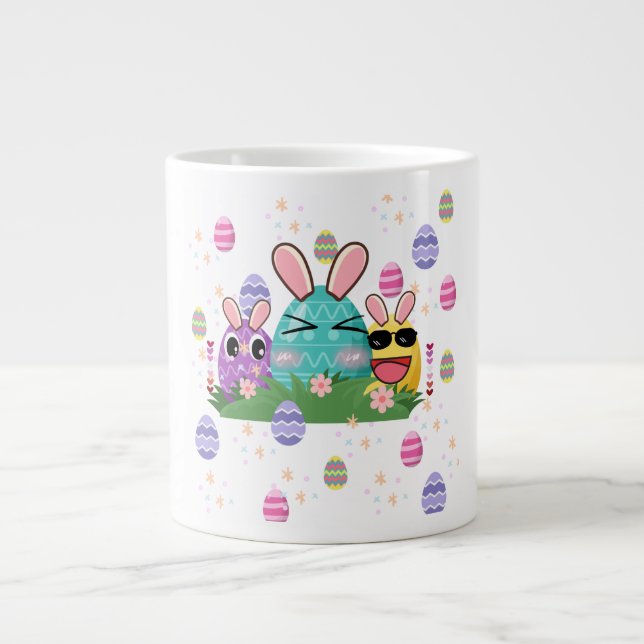 Aestesiskt och söt påskägg mönster jumbo mugg (Framsidan)