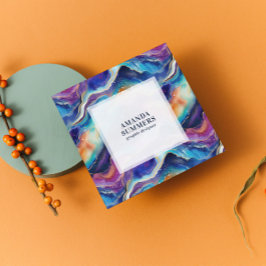 Aestesiskt regnbåge glitter agate fyrkantigt visitkort