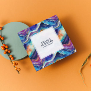 Aestesiskt regnbåge glitter agate fyrkantigt visitkort