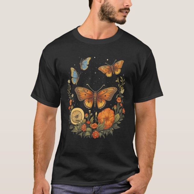 Aestetiska fjärilar Måne-filtfjäril med F T Shirt (Framsida)
