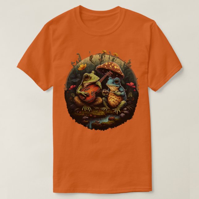 Aestetiska grodor som spelar ukelel på Mushroom T Shirt (Design framsida)
