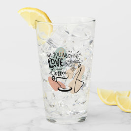 Aestetiska illustrationer, flickkaffe glaskopp