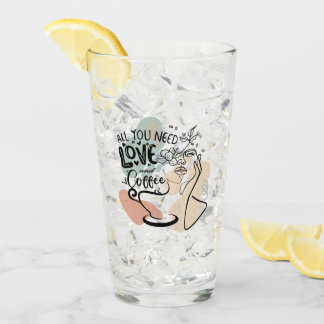 Aestetiska illustrationer, flickkaffe glaskopp