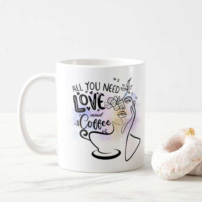 Aestetiska illustrationer, flickkaffe kaffemugg (Med munk)