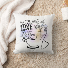 Aestetiska illustrationer, flickkaffe kudde