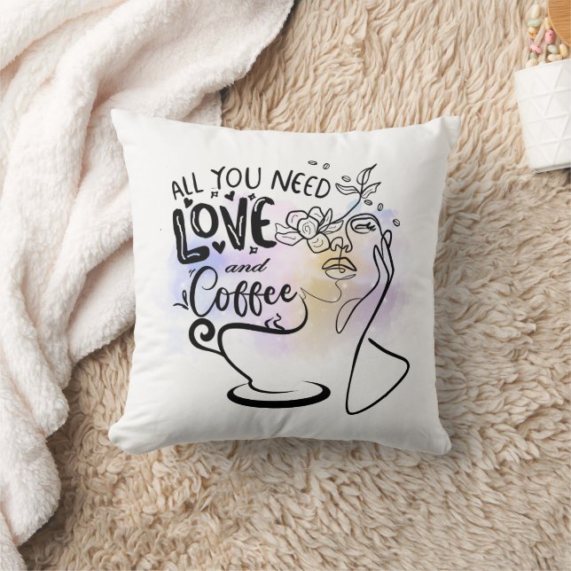 Aestetiska illustrationer, flickkaffe kudde (Filt)