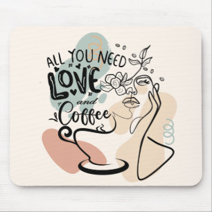 Aestetiska illustrationer, flickkaffe musmatta