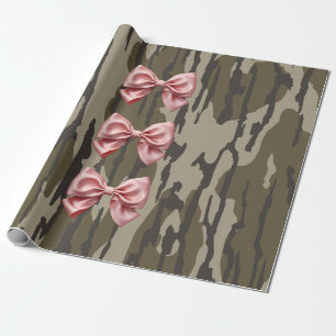 Aestetiskt Bottomland Camo Baby Rosa Rosett band & Presentpapper