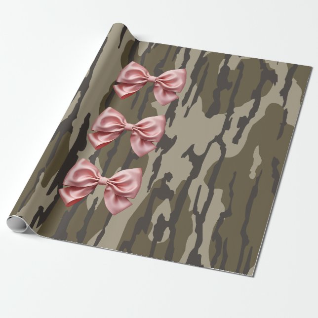 Aestetiskt Bottomland Camo Baby Rosa Rosett band & Presentpapper (Utrullad)