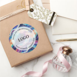 Aestetiskt färgat regnbåge glitter agate runt klistermärke