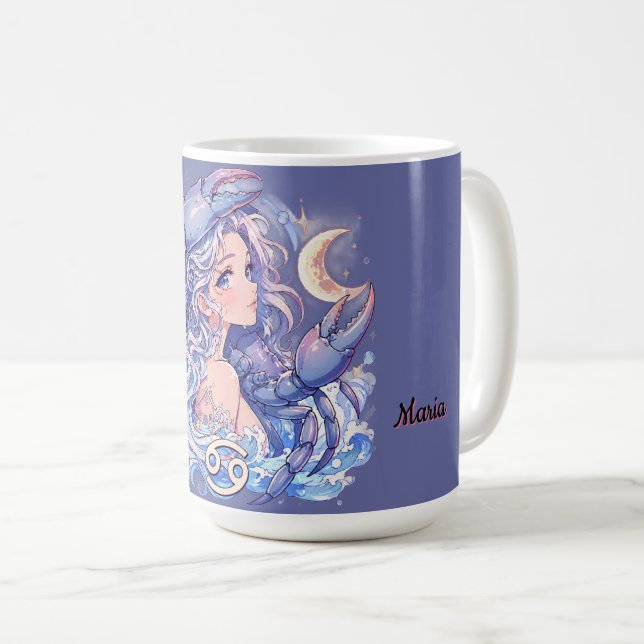 Aesthetic Anime Cancer Zodiac Coffee Mug Kaffemugg (Framsida höger)