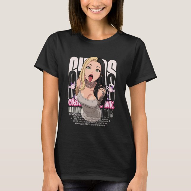 Aesthetic Anime Girl Tattoos Chaos Goth Streetwear T Shirt (Framsida)