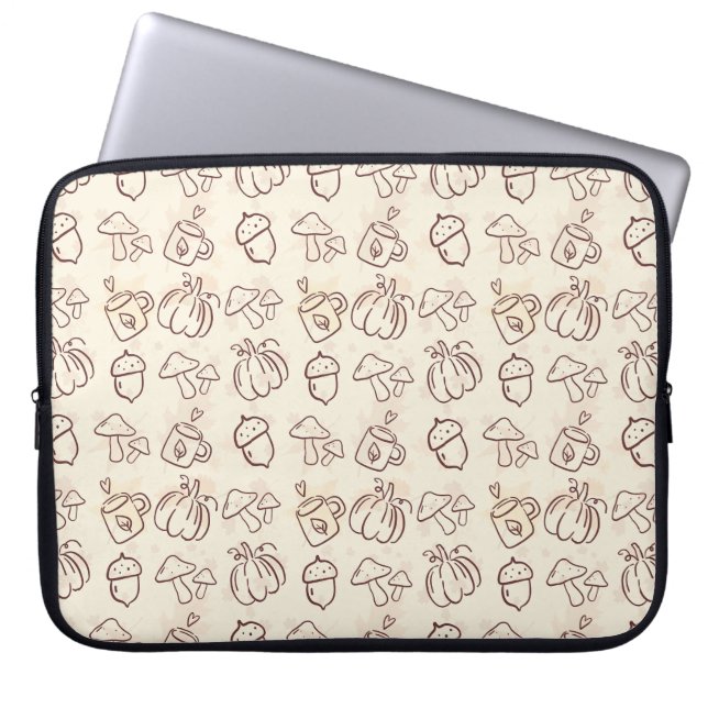 Aesthetic Autumn Doodle Pattern Laptop Sleeve (Framsidan)