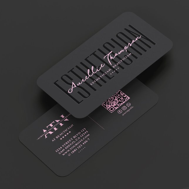 Aesthetic Beautician Cosmetologist Black Pink Visitkort (Aesthetic Beautician Cosmetologist Black Pink Business Card
)