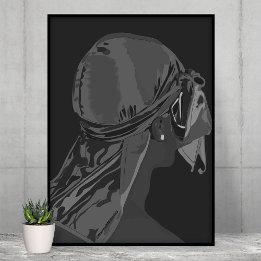 Aesthetic Black man med durag black and white art Poster