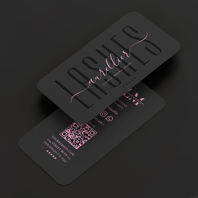 Aesthetic Black Rosa Lash Makeup Artist Beauty Visitkort (Skapare uppladdad)