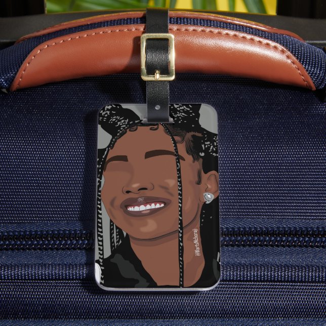 Aesthetic Black skin girl, Marsai Martin smile art Bagagebricka (Framsida Insitu 2)