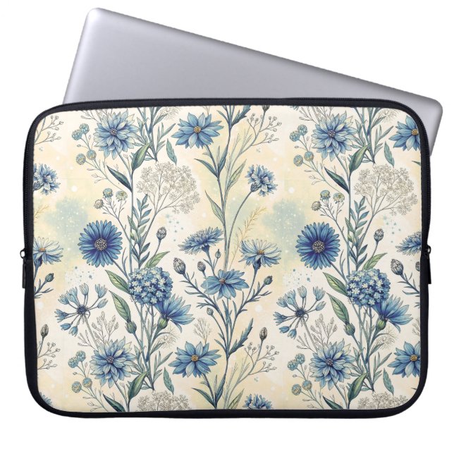 Aesthetic Blue Wildflowers Laptop Fodral (Framsidan)