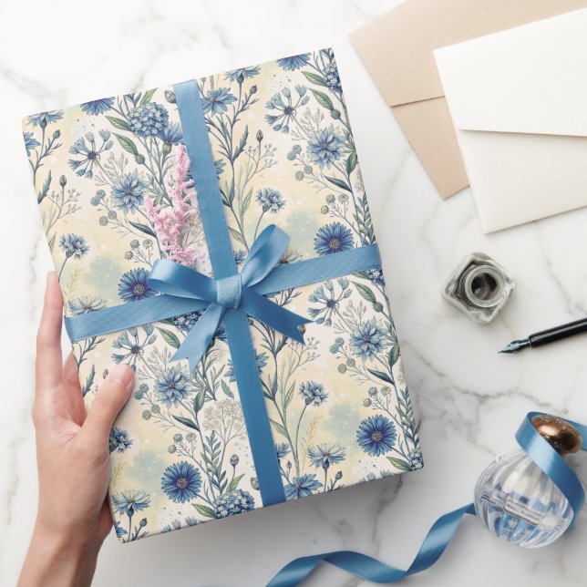 Aesthetic Blue Wildflowers Presentpapper (Gifting)