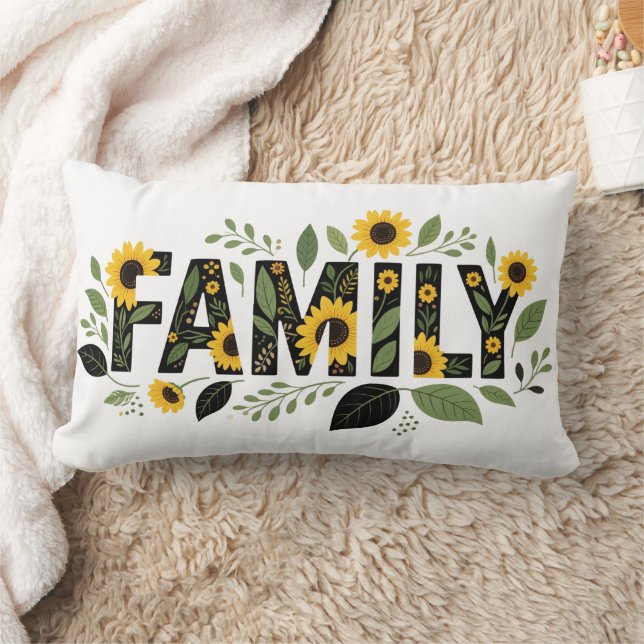 Aesthetic Boho Blommigt Family Typography Lumbarkudde (Filt)
