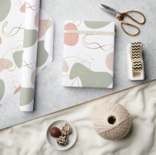 Aesthetic Boho Geometric Organic Shapes Mönster 2 Presentpapper