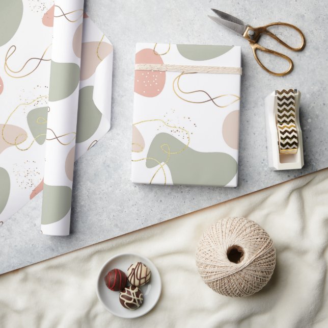 Aesthetic Boho Geometric Organic Shapes Mönster 2 Presentpapper (Hantverk)