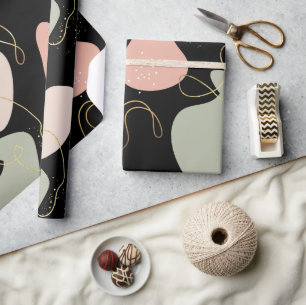 Aesthetic Boho Geometric Organic Shapes Mönster Presentpapper