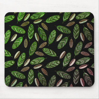 Aesthetic Botanical Black& Green Mouse Pad Musmatta